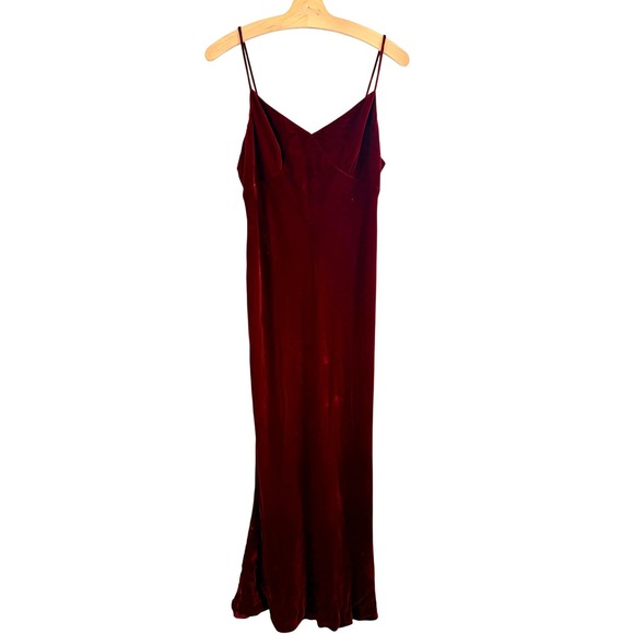 Lauren Ralph Lauren Dresses & Skirts - 90s Vintage Ralph Lauren Silk Velvet Gown Size Medium M Burgundy Bias Cut Size